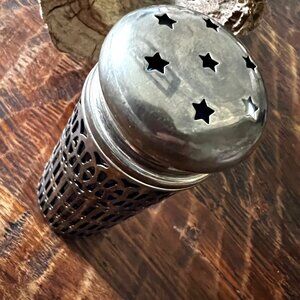Vintage Silver-Plated Decorative Shaker With Cobalt Glass Insert & Star Cutout L